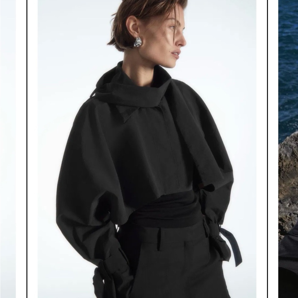 Scarf- Detail Cropped hybrid trench coat COS